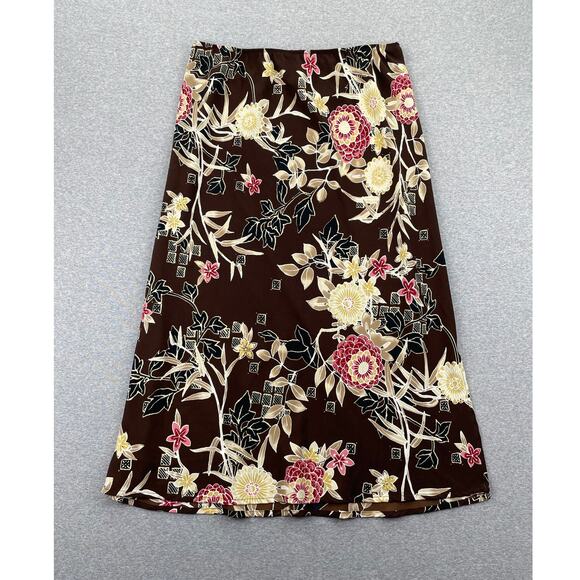 Vintage Kathie Lee Floral Maxi Skirt 14 Brown Pink Fairycore Hippie Grunge 90s - Picture 1 of 13